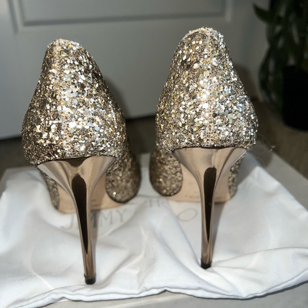 Jimmy Choo Abel Pumps Gold Glitter - Picture 3 of 10